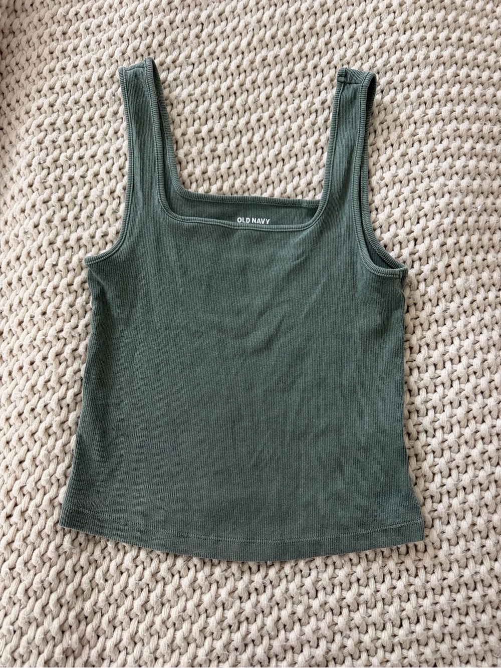 Old Navy Women's Olive Ribbed Square-Neck Tank
